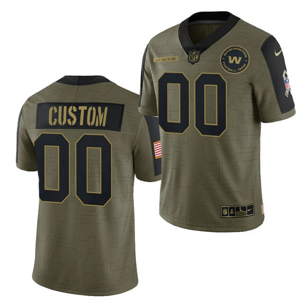 Men's Washington Football Team ACTIVE PLAYER Custom 2021 Olive Salute To Service Limited Stitched Jersey
